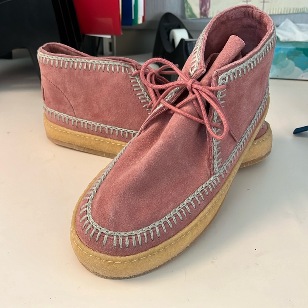 Women's Suede Moccasin Bootie in Dusty Rose